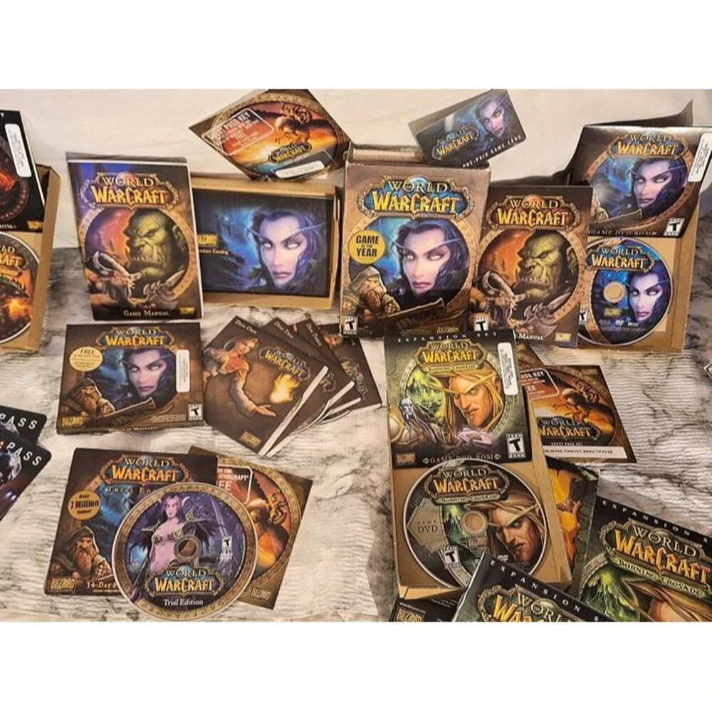 Huge World of Warcraft PC Game Lot - Base, Burning Crusade, WotLK, Cataclysm